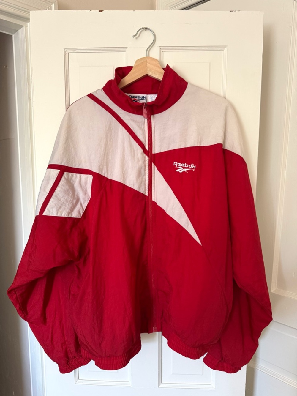 Vintage 90’s Reebok Red Windbreaker Jacket RARE - Men’s Large